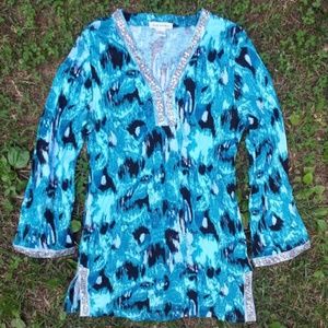 Cruisewear & Co blue purple sequin trim coverup dress cover-up tunic